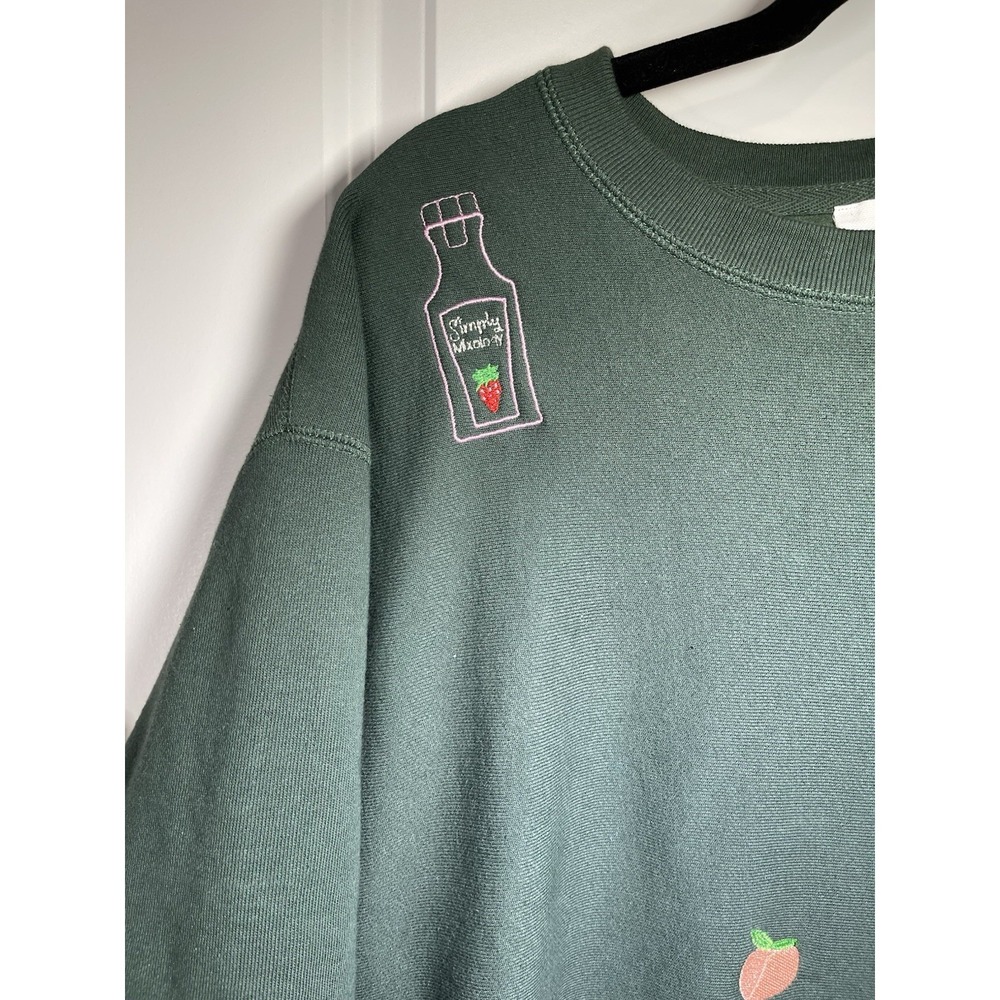 Simply Lemonade Embroidered Crew Neck Sweatshirt Green Size XL - Picture 5 of 11